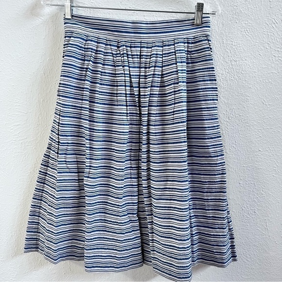 - J Crew blue stripe pleated skirt - Picture 1 of 7